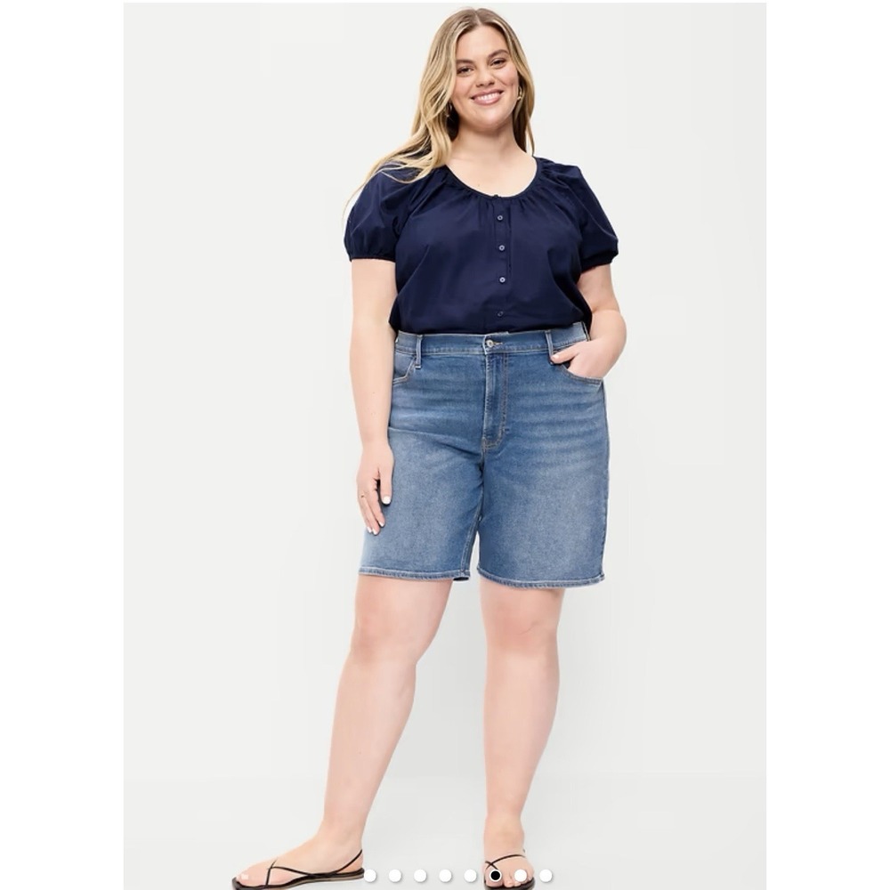 Old Navy High Waisted WOW Jean Shorts Plus Size 28 Stretch Blue NWT